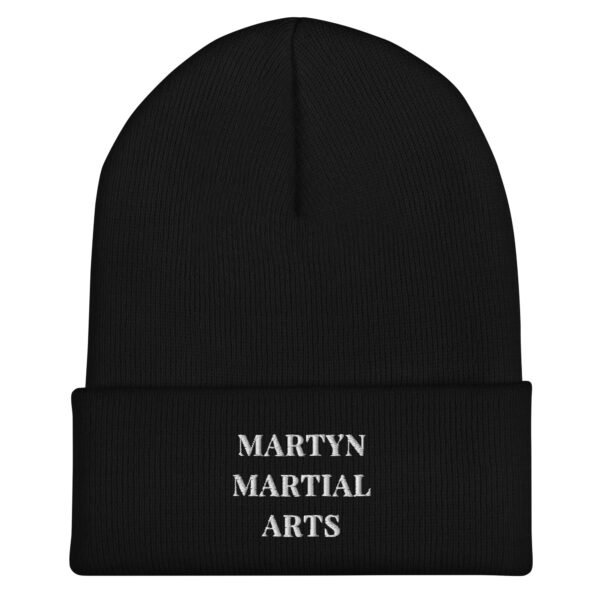 WHITE EMBROIDERED TEXT MARTYN MARTIAL ARTS BEANIE